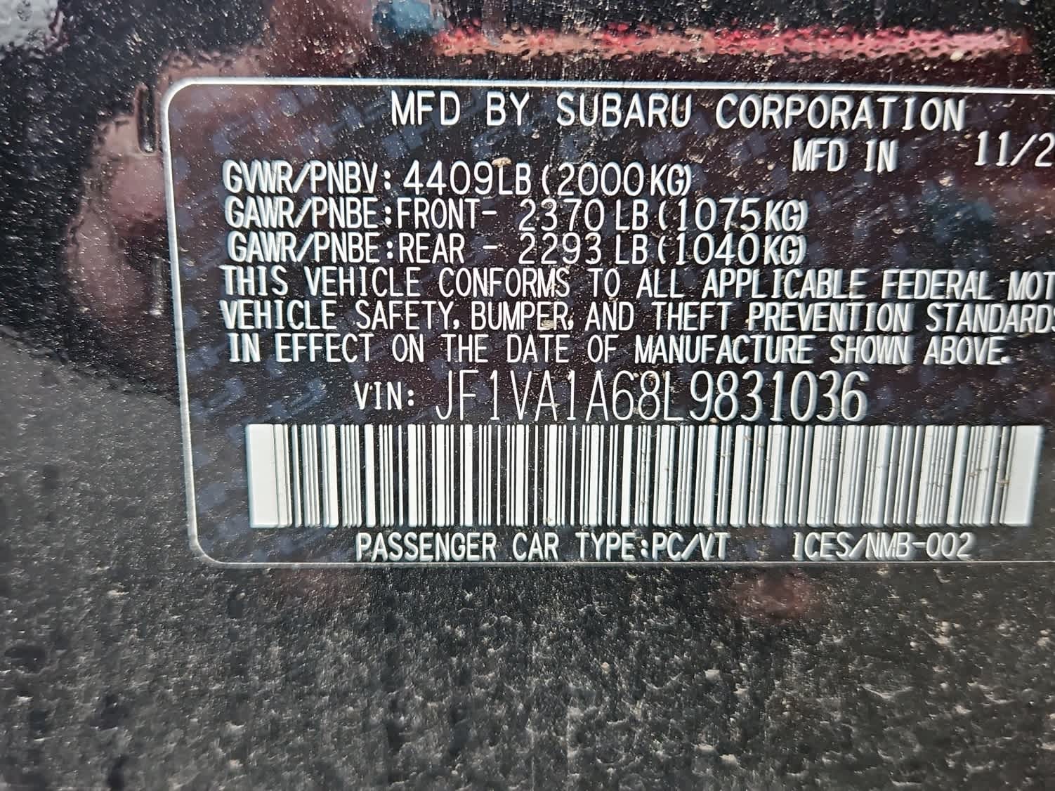 2020 Subaru WRX Base